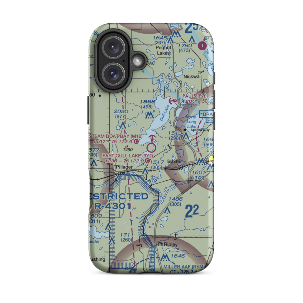 East Gull Lake Airport (9Y2) VFR Sectional  Tough iPhone Case iPhone 16 Plus model shown