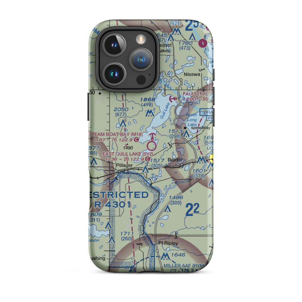 East Gull Lake Airport (9Y2) VFR Sectional  Tough iPhone Case iPhone 16 Pro Max model shown