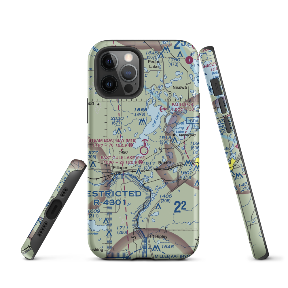 East Gull Lake Airport (9Y2) VFR Sectional  Tough iPhone Case iPhone 12 Pro model shown