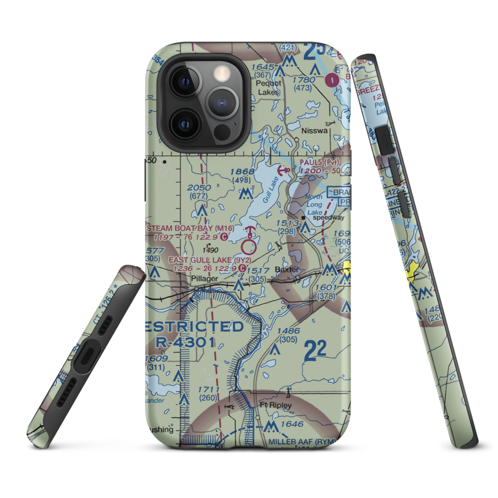 East Gull Lake Airport (9Y2) VFR Sectional  Tough iPhone Case iPhone 12 Pro Max model shown