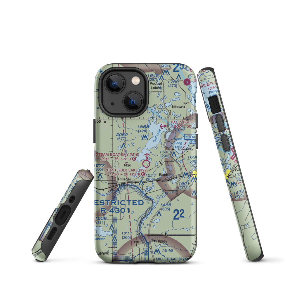 East Gull Lake Airport (9Y2) VFR Sectional  Tough iPhone Case iPhone 13 mini model shown