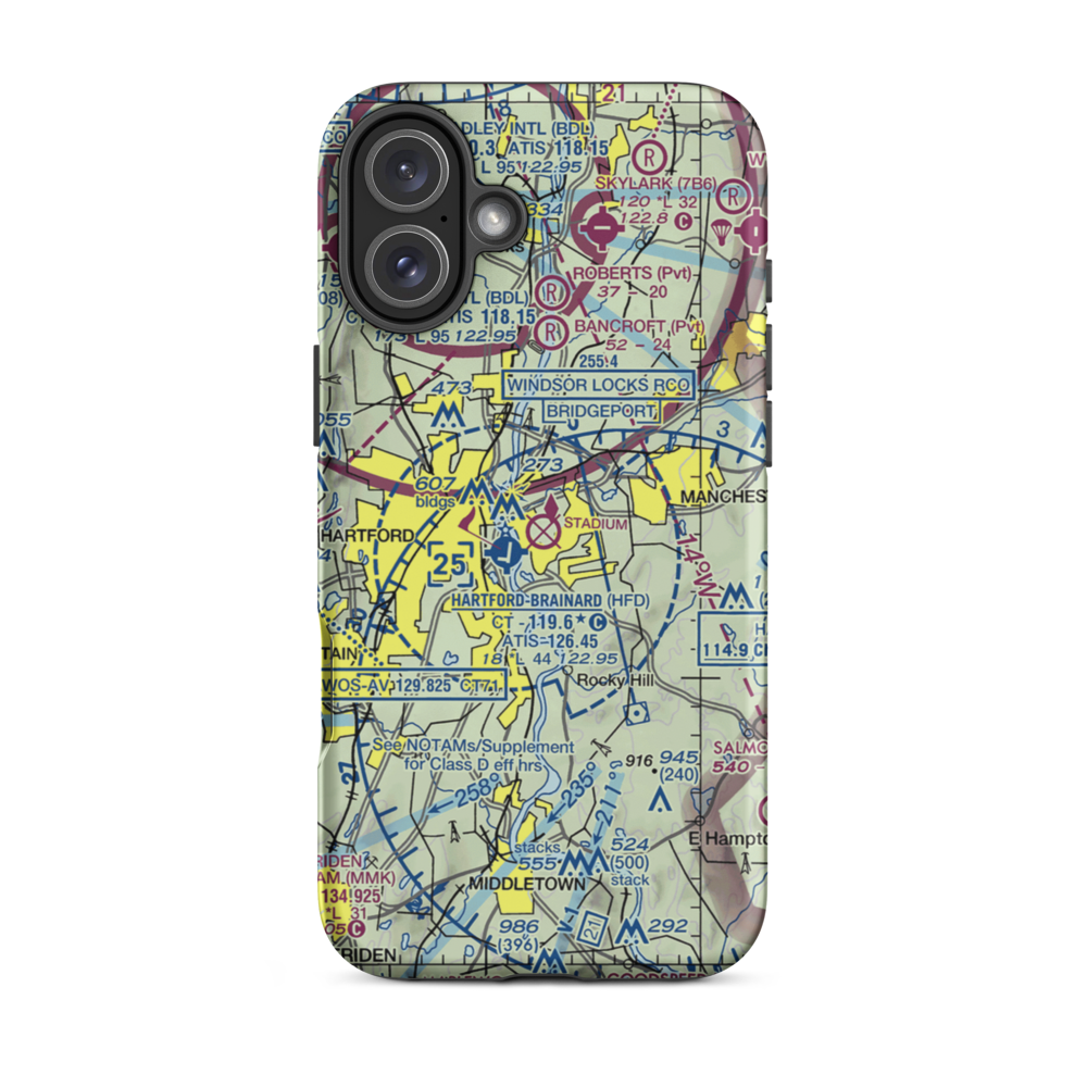 East Hartford Airport (EHT) VFR Sectional  Tough iPhone Case iPhone 16 Plus model shown