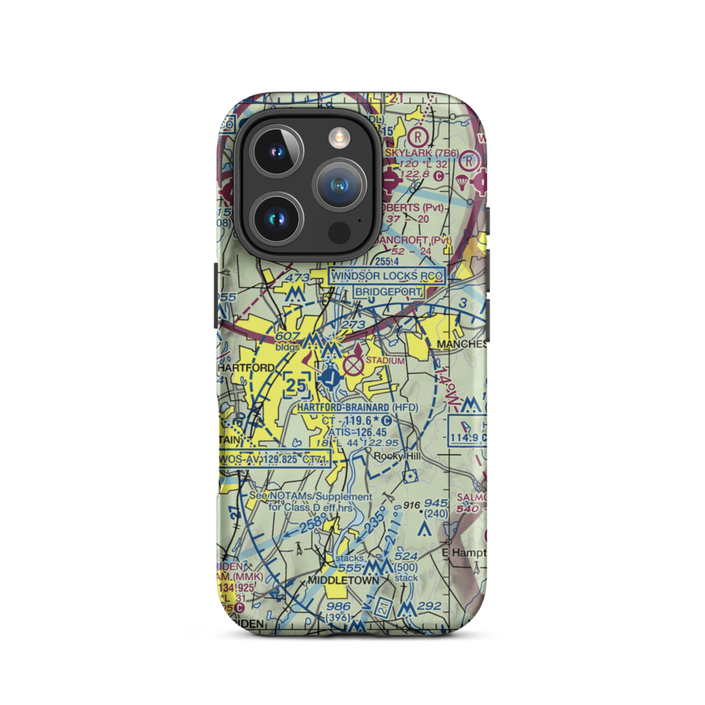 East Hartford Airport (EHT) VFR Sectional  Tough iPhone Case iPhone 16 Pro model shown