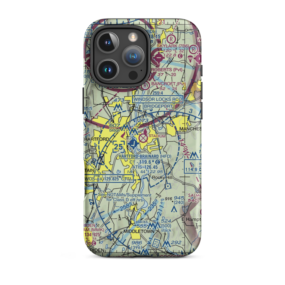 East Hartford Airport (EHT) VFR Sectional  Tough iPhone Case iPhone 16 Pro Max model shown