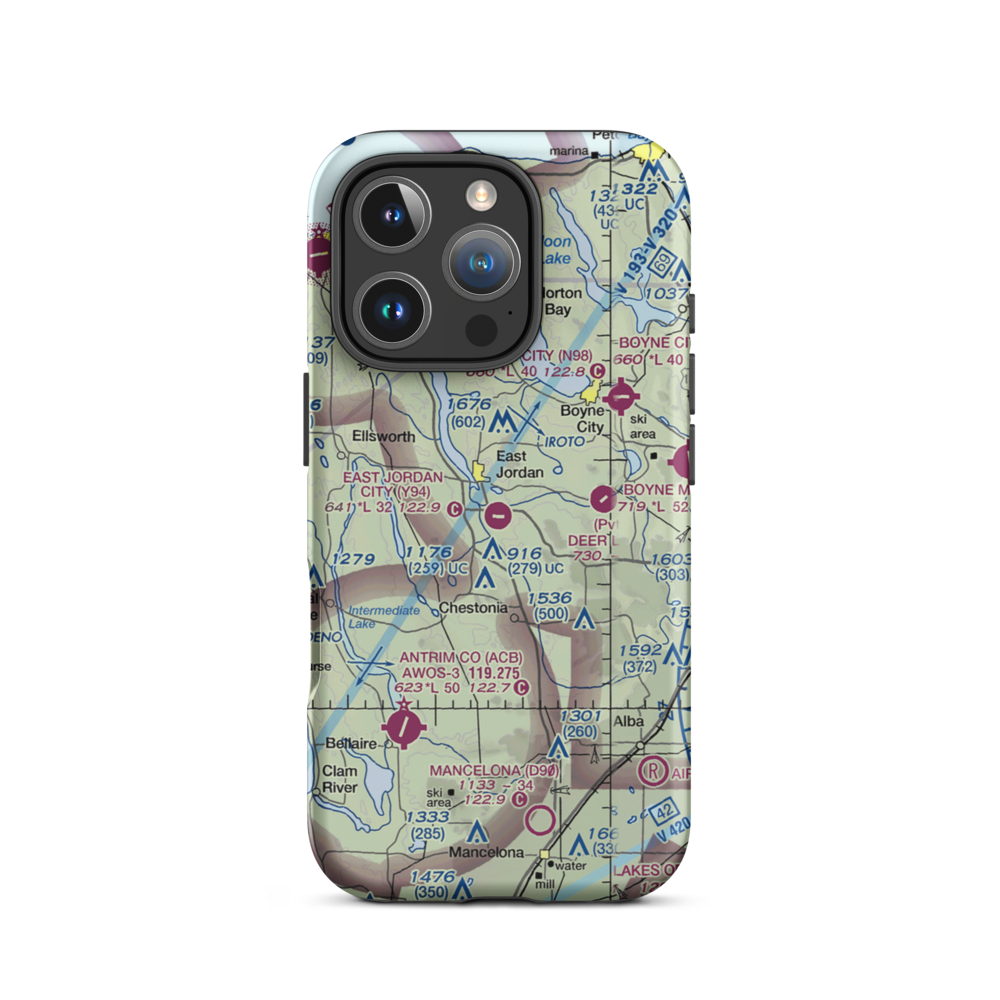 East Jordan City Airport (Y94) VFR Sectional  Tough iPhone Case iPhone 16 Pro model shown
