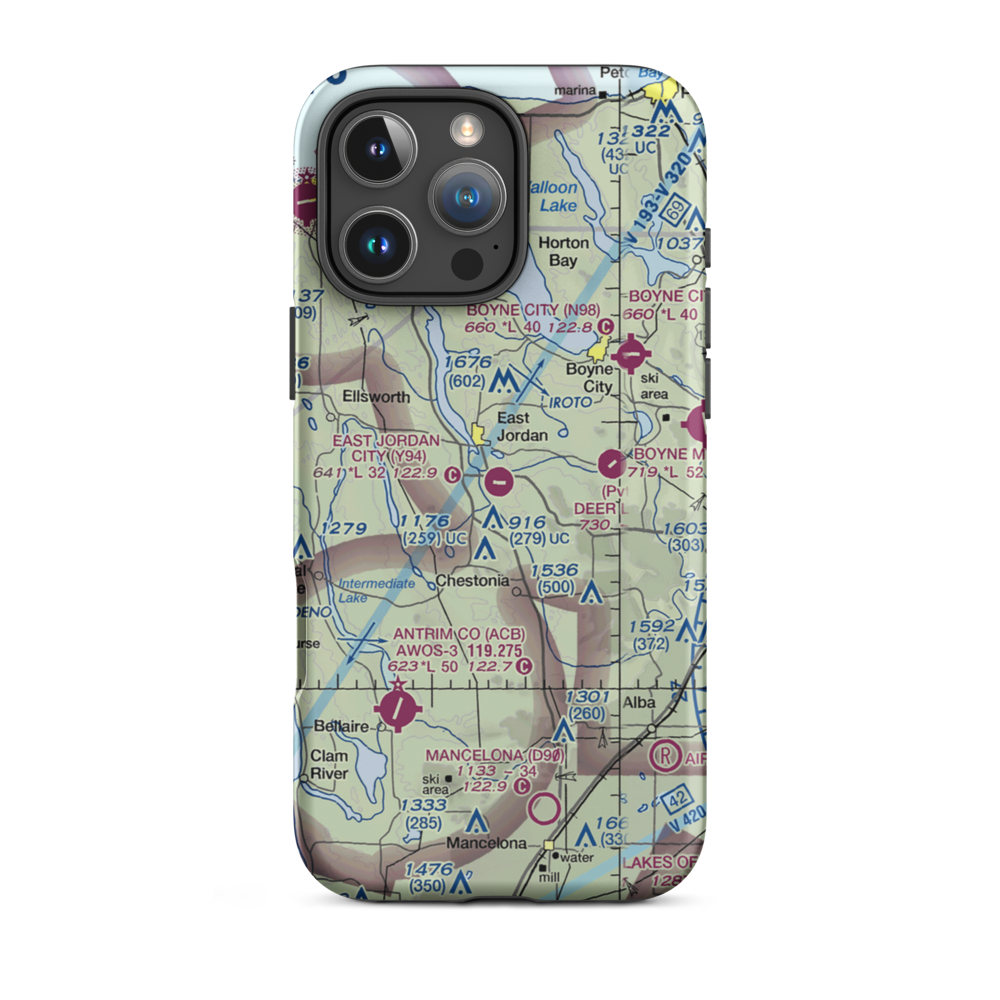 East Jordan City Airport (Y94) VFR Sectional  Tough iPhone Case iPhone 16 Pro Max model shown