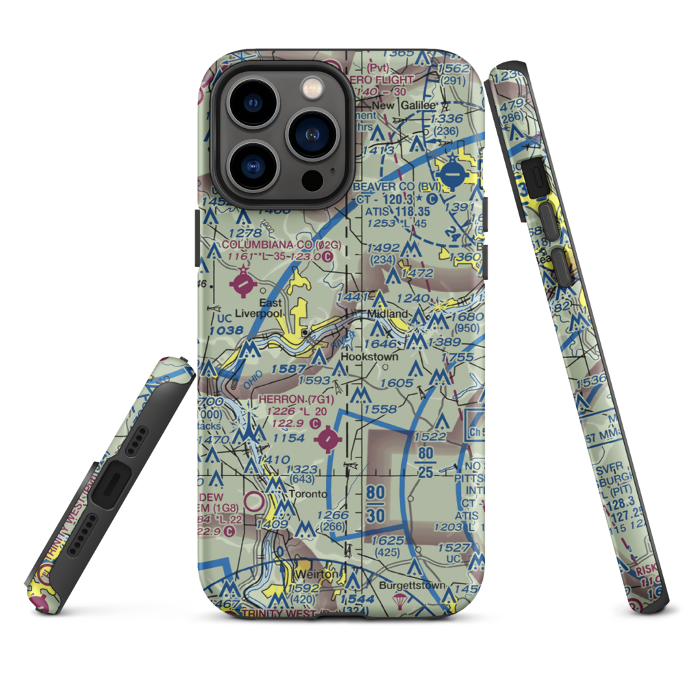 East Liverpool Seaplane Base (WV41) VFR Sectional  Tough iPhone Case iPhone 13 Pro Max model shown