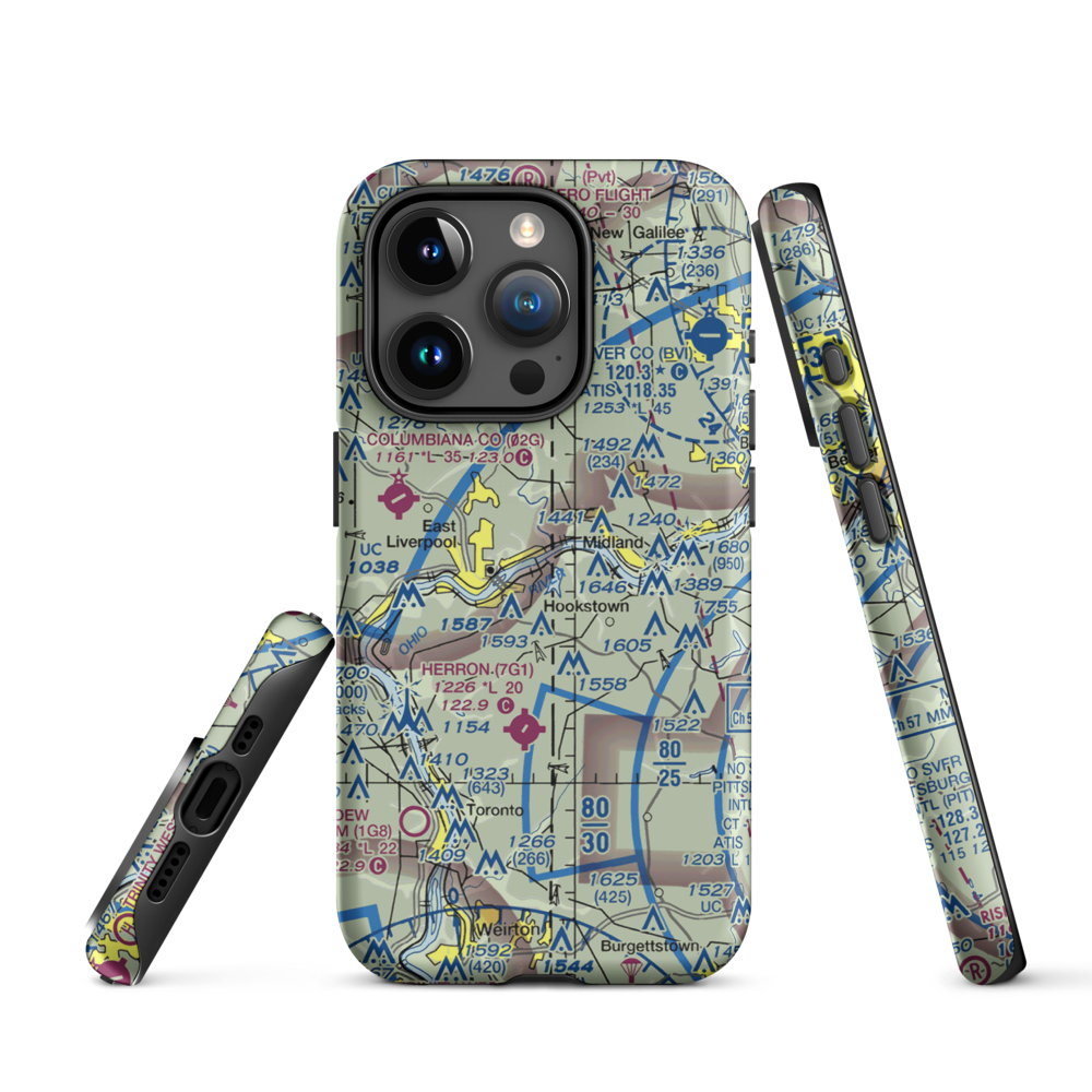East Liverpool Seaplane Base (WV41) VFR Sectional  Tough iPhone Case iPhone 15 Pro model shown