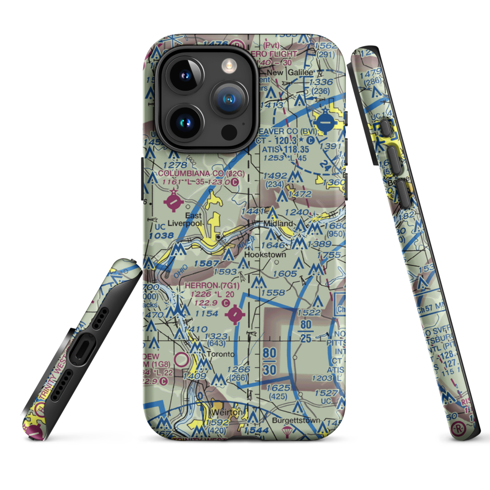 East Liverpool Seaplane Base (WV41) VFR Sectional  Tough iPhone Case iPhone 15 Pro Max model shown