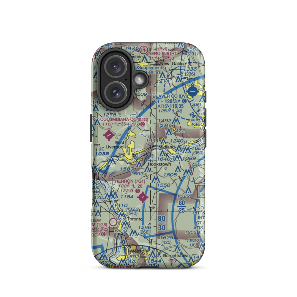 East Liverpool Seaplane Base (WV41) VFR Sectional  Tough iPhone Case iPhone 16 model shown