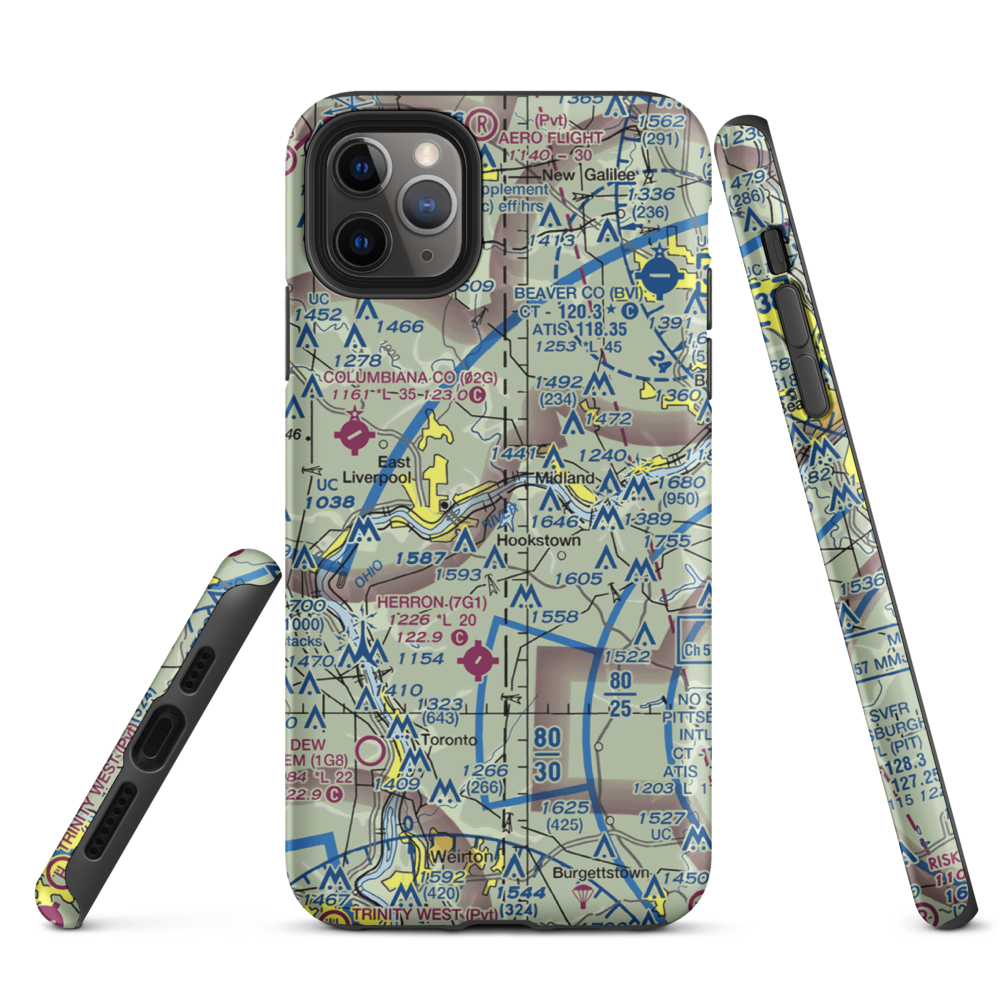 East Liverpool Seaplane Base (WV41) VFR Sectional  Tough iPhone Case iPhone 11 Pro Max model shown