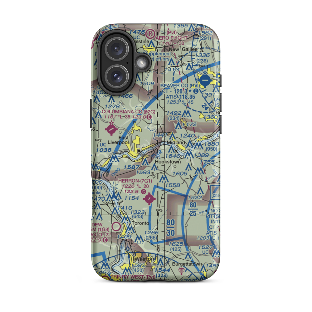 East Liverpool Seaplane Base (WV41) VFR Sectional  Tough iPhone Case iPhone 16 Plus model shown