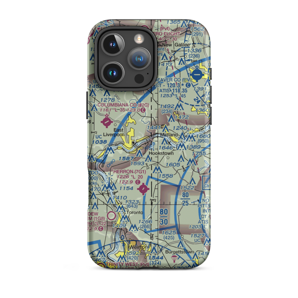 East Liverpool Seaplane Base (WV41) VFR Sectional  Tough iPhone Case iPhone 16 Pro Max model shown