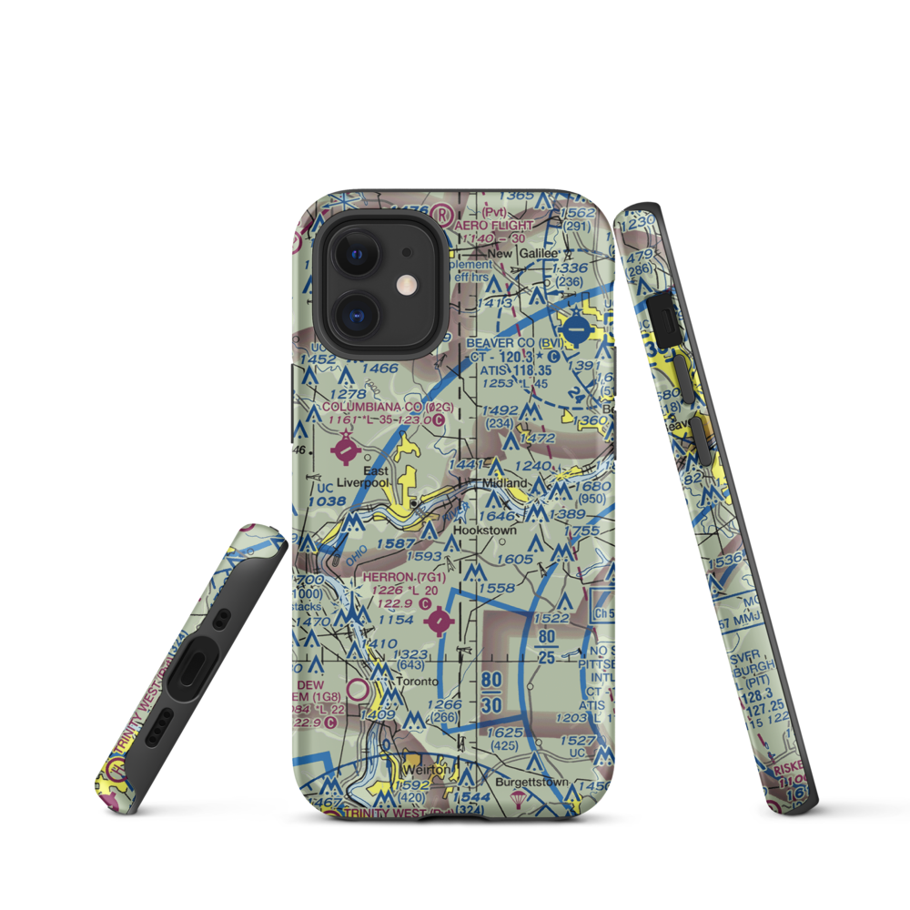 East Liverpool Seaplane Base (WV41) VFR Sectional  Tough iPhone Case iPhone 12 mini model shown