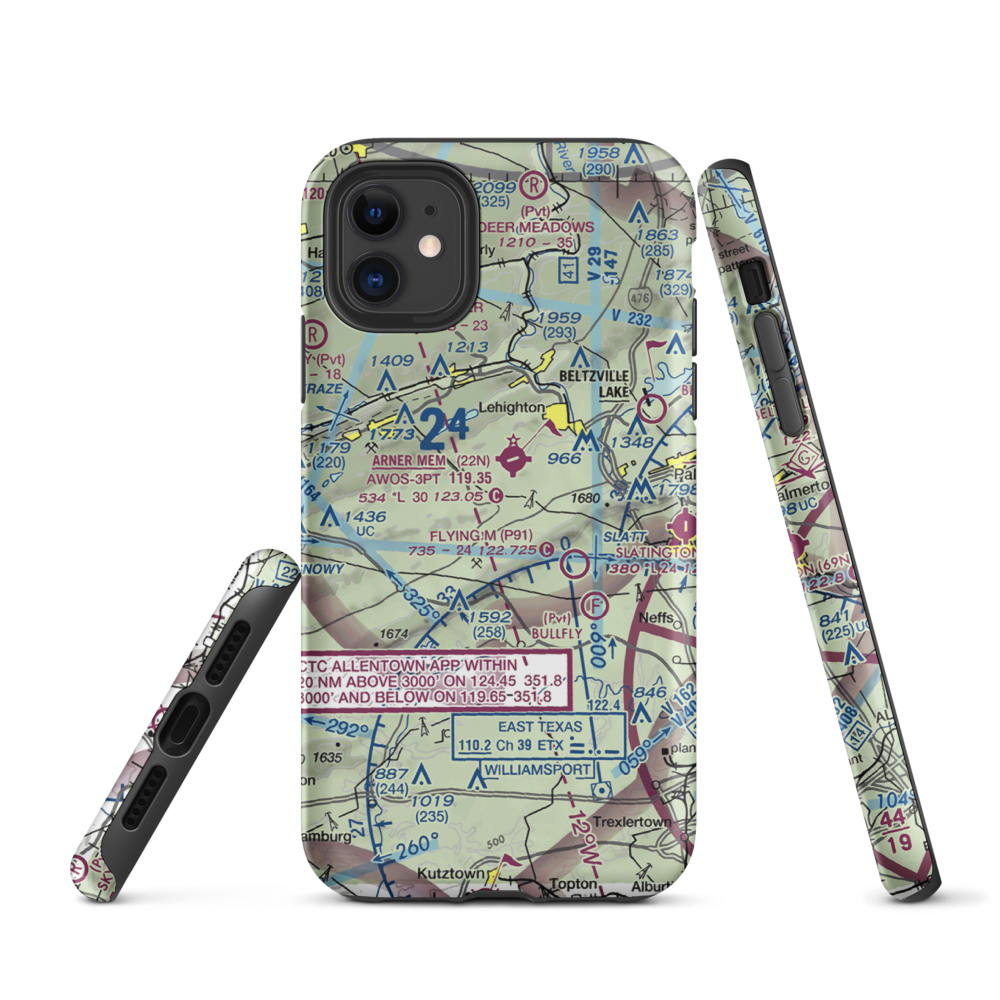 East Penn Airport (PA30) VFR Sectional  Tough iPhone Case iPhone 11 model shown