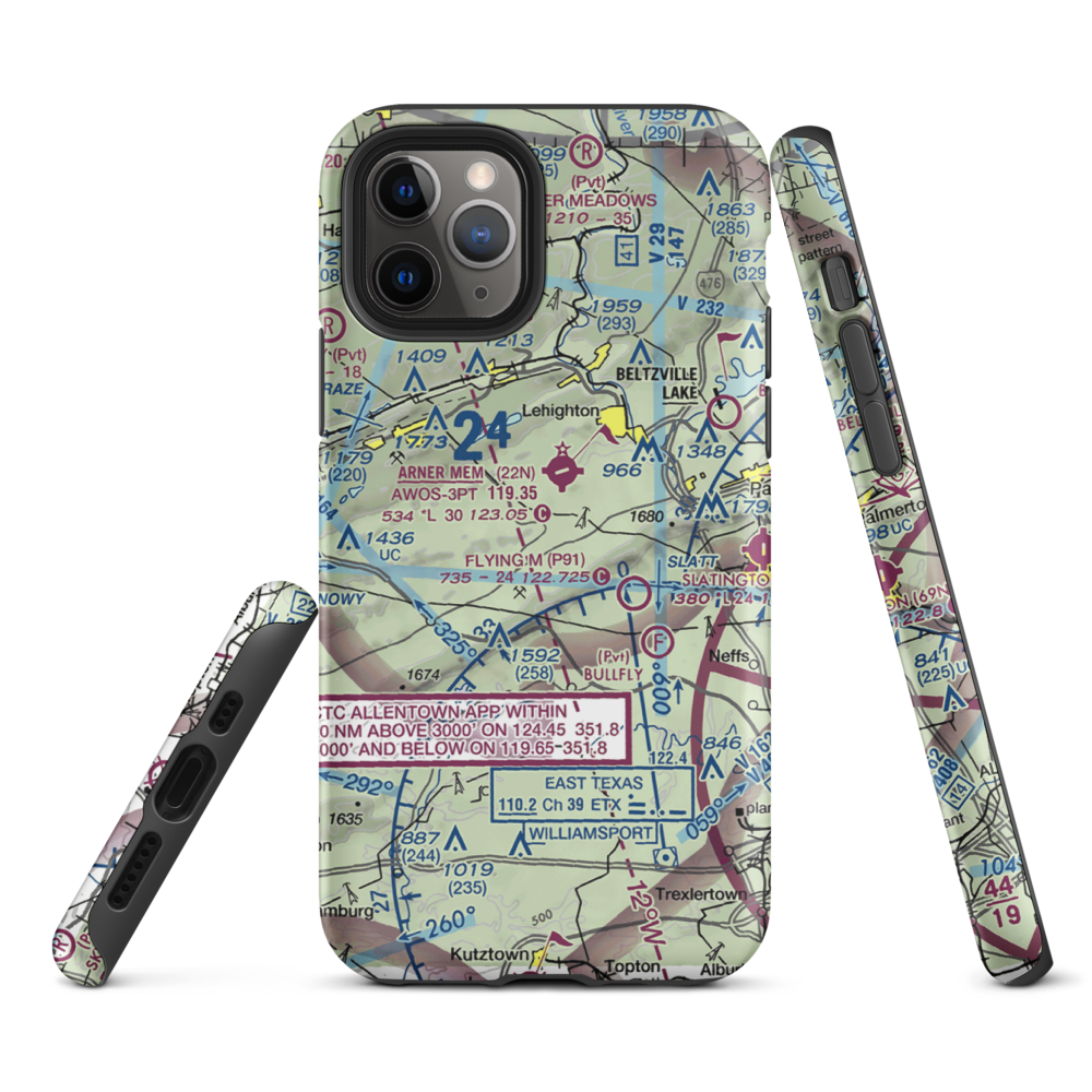 East Penn Airport (PA30) VFR Sectional  Tough iPhone Case iPhone 11 Pro model shown