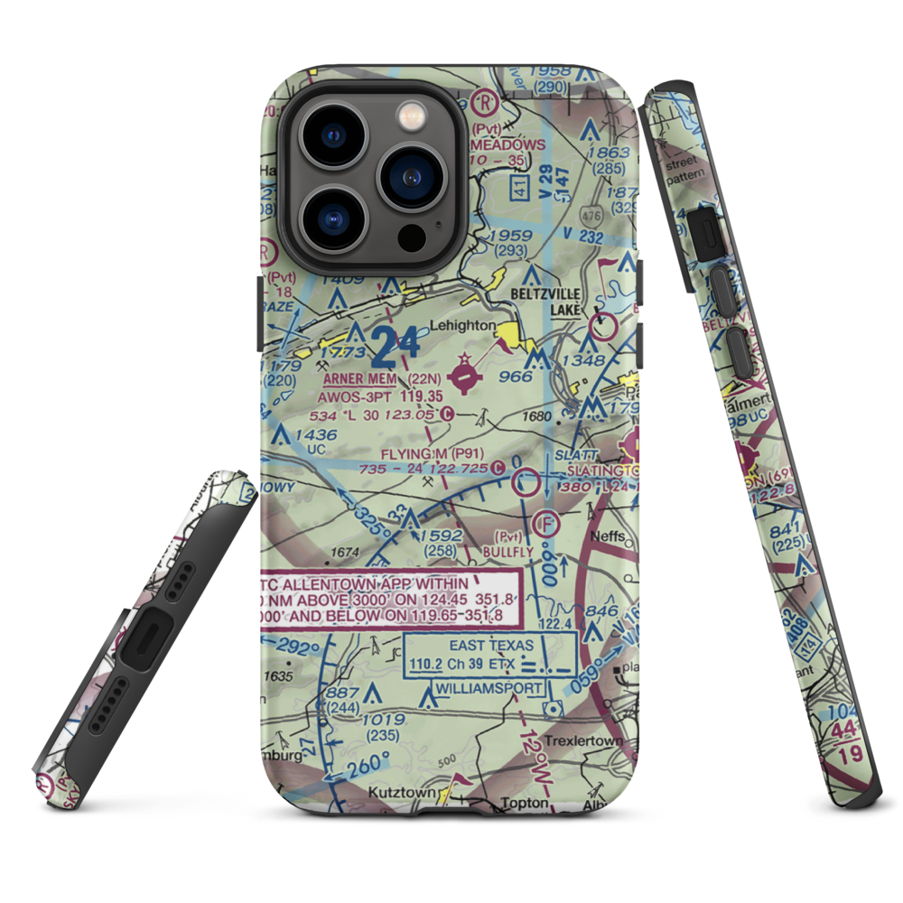 East Penn Airport (PA30) VFR Sectional  Tough iPhone Case iPhone 13 Pro Max model shown