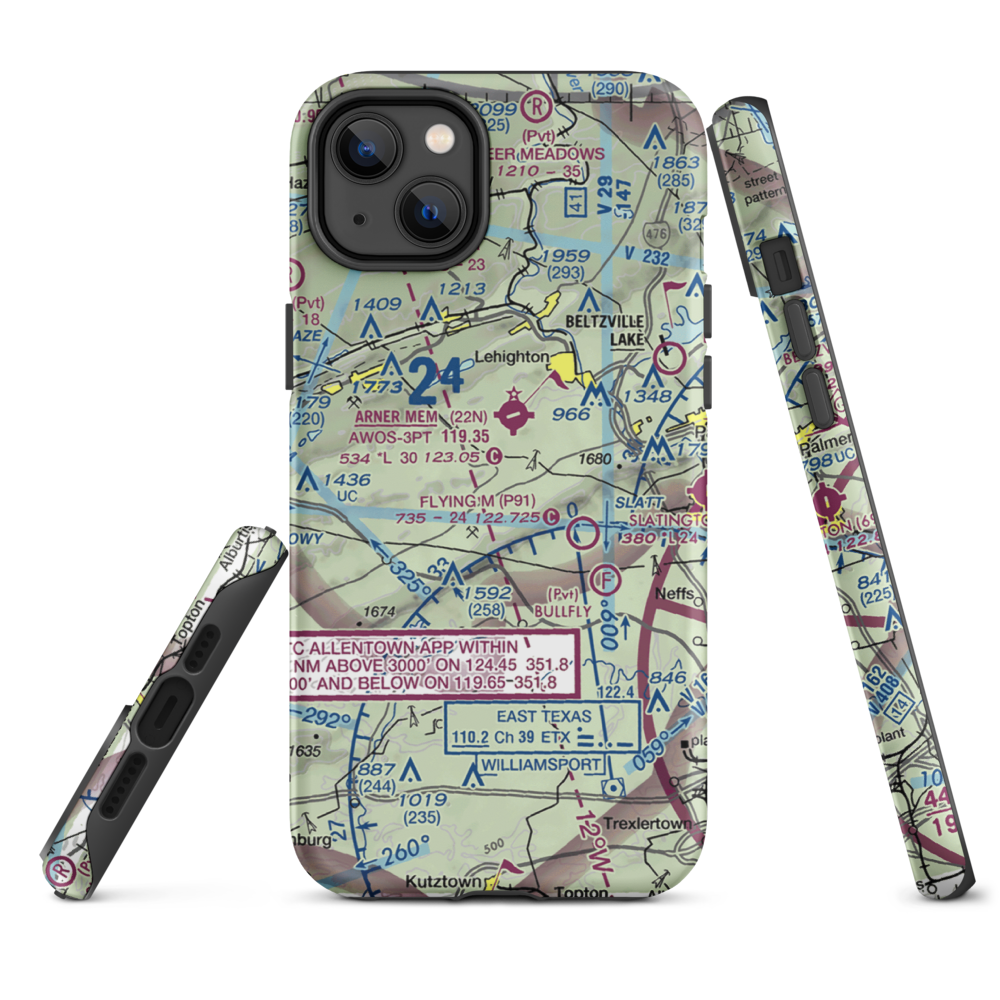 East Penn Airport (PA30) VFR Sectional  Tough iPhone Case iPhone 14 Plus model shown