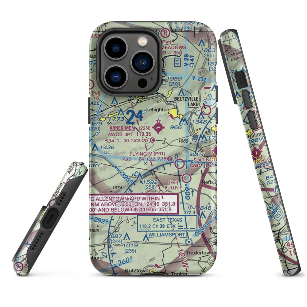 East Penn Airport (PA30) VFR Sectional  Tough iPhone Case iPhone 14 Pro Max model shown