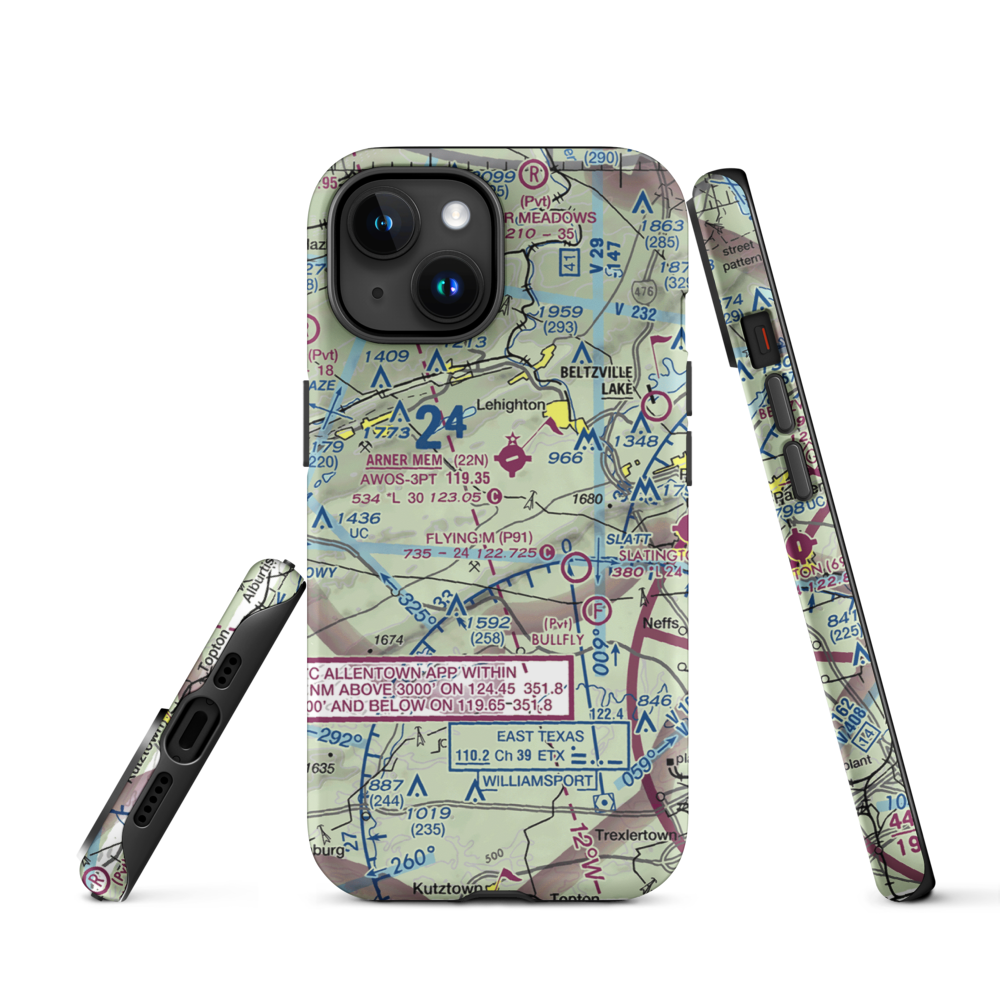 East Penn Airport (PA30) VFR Sectional  Tough iPhone Case iPhone 15 model shown