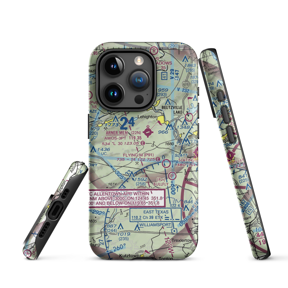 East Penn Airport (PA30) VFR Sectional  Tough iPhone Case iPhone 15 Pro model shown
