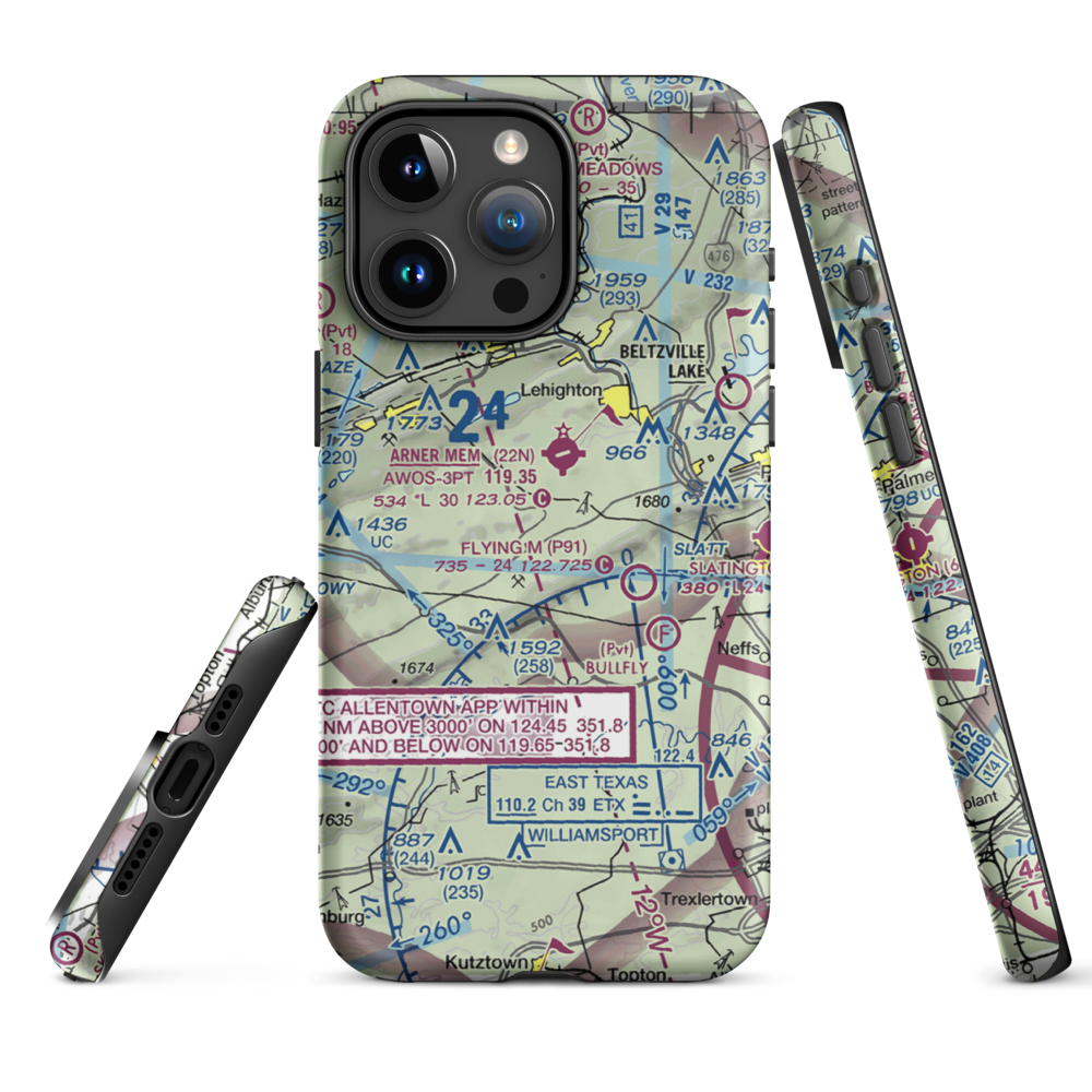 East Penn Airport (PA30) VFR Sectional  Tough iPhone Case iPhone 15 Pro Max model shown