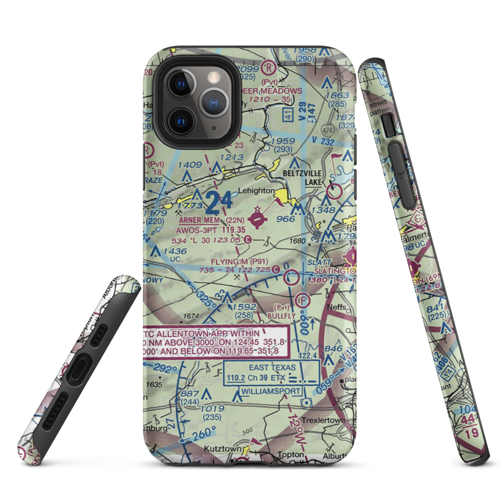 East Penn Airport (PA30) VFR Sectional  Tough iPhone Case iPhone 11 Pro Max model shown