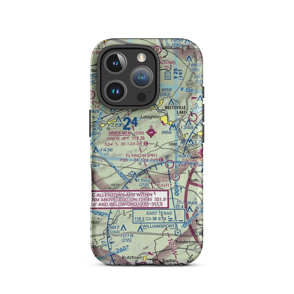 East Penn Airport (PA30) VFR Sectional  Tough iPhone Case iPhone 16 Pro model shown