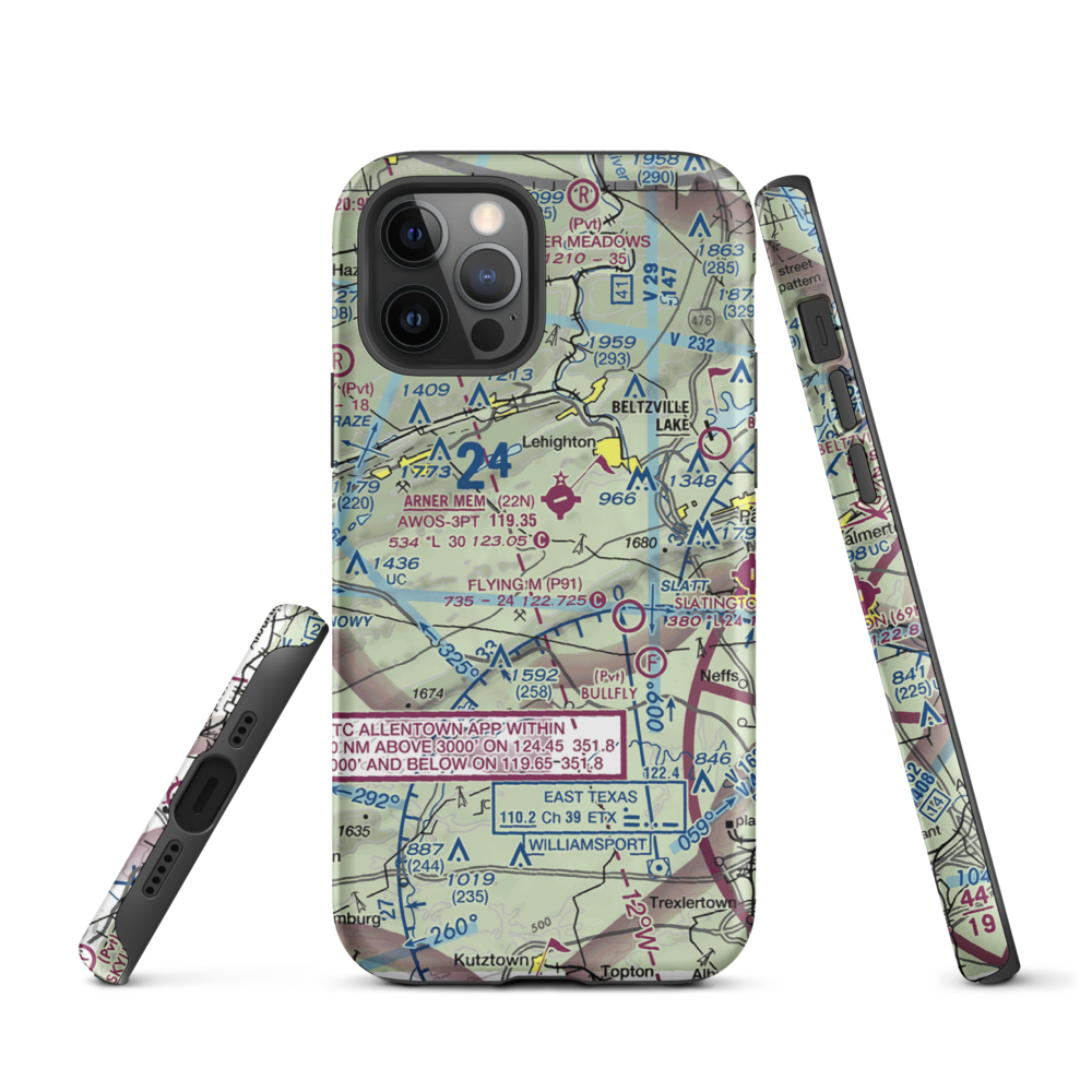 East Penn Airport (PA30) VFR Sectional  Tough iPhone Case iPhone 12 Pro model shown