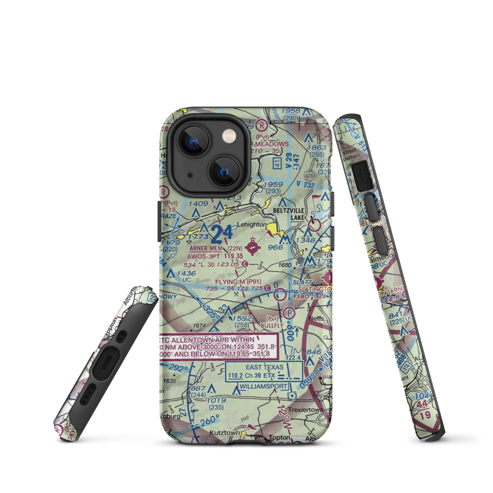 East Penn Airport (PA30) VFR Sectional  Tough iPhone Case iPhone 13 mini model shown