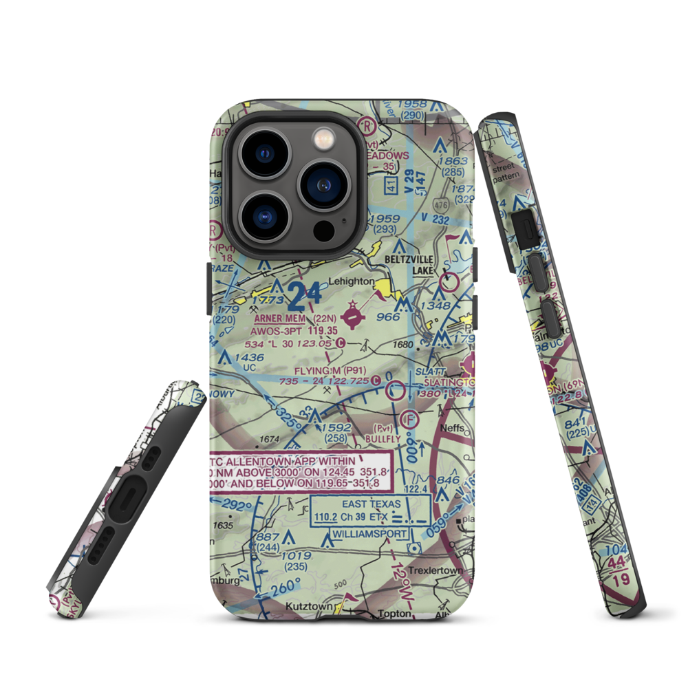 East Penn Airport (PA30) VFR Sectional  Tough iPhone Case iPhone 13 Pro model shown