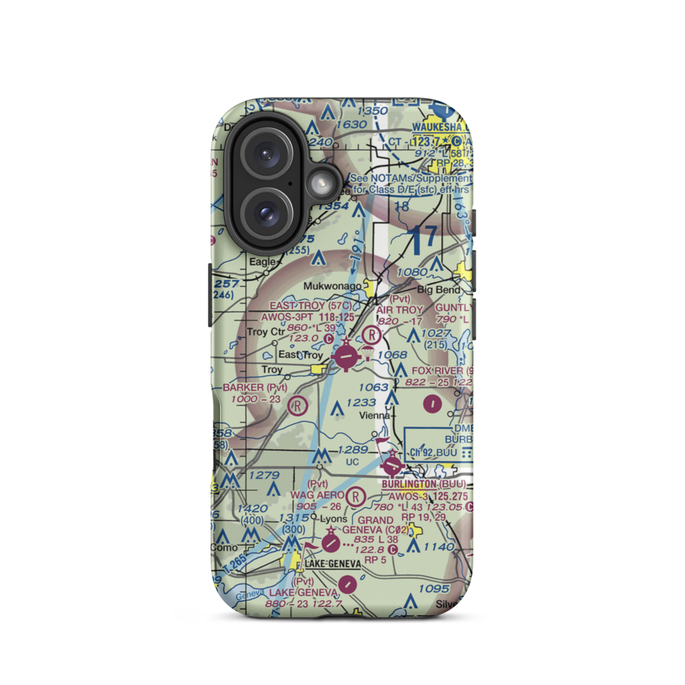 East Troy Municipal Airport (57C) VFR Sectional  Tough iPhone Case iPhone 16 model shown