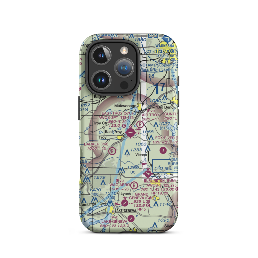 East Troy Municipal Airport (57C) VFR Sectional  Tough iPhone Case iPhone 16 Pro model shown