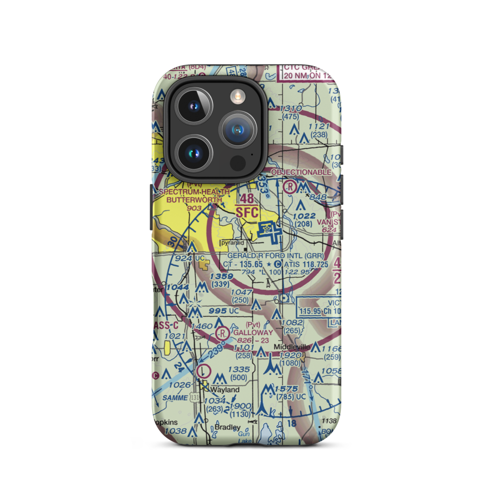 East-West Paris Airport (14MI) VFR Sectional  Tough iPhone Case iPhone 16 Pro model shown