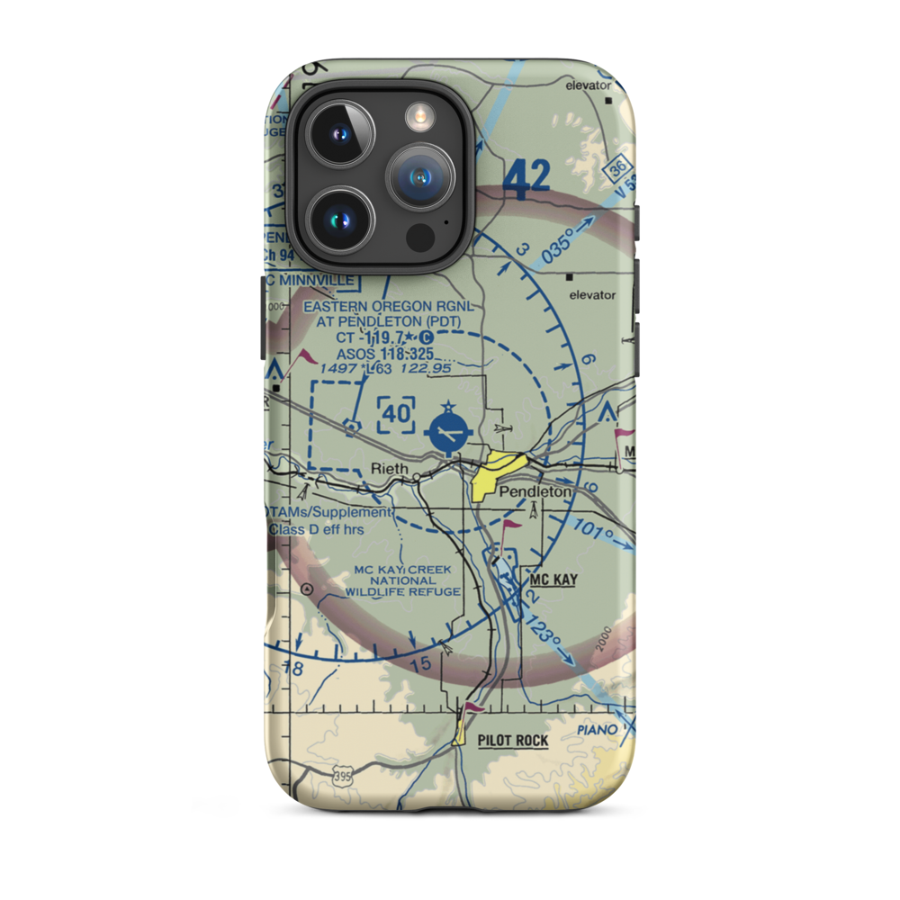 Eastern Oregon Regional At Pendleton Airport (PDT) VFR Sectional  Tough iPhone Case iPhone 16 Pro Max model shown