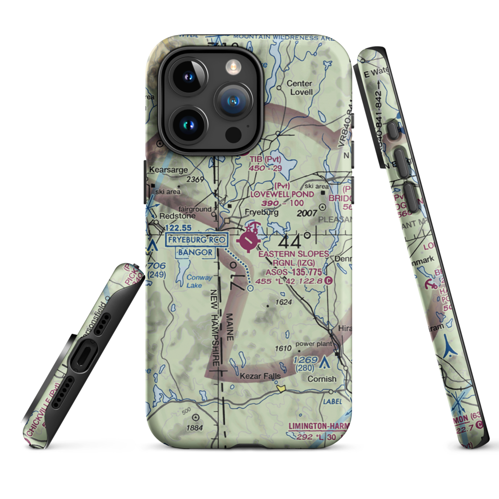 Eastern Slopes Regional Airport (IZG) VFR Sectional  Tough iPhone Case iPhone 15 Pro Max model shown