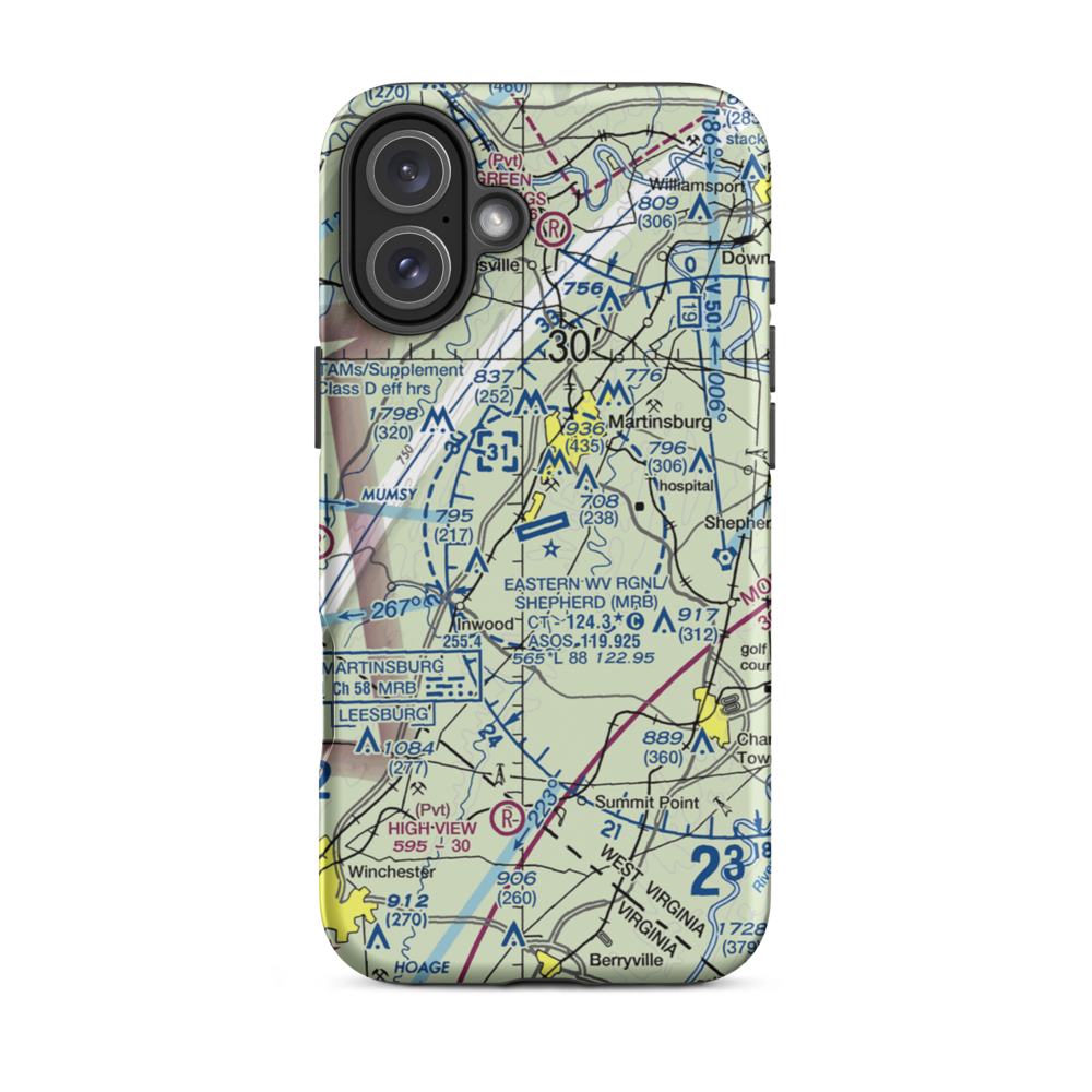 Eastern WV Regional Airport/Shepherd Field (MRB) VFR Sectional  Tough iPhone Case iPhone 16 Plus model shown