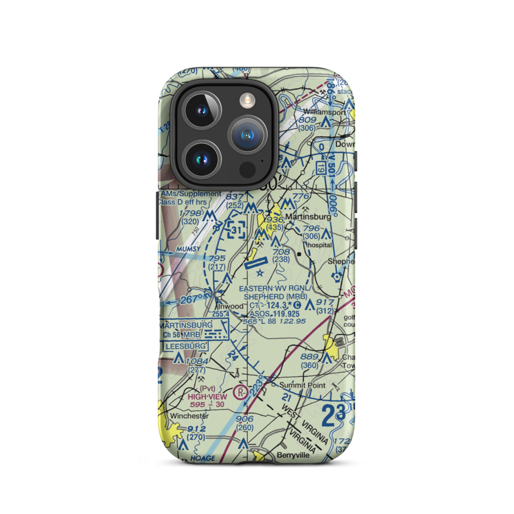 Eastern WV Regional Airport/Shepherd Field (MRB) VFR Sectional  Tough iPhone Case iPhone 16 Pro model shown
