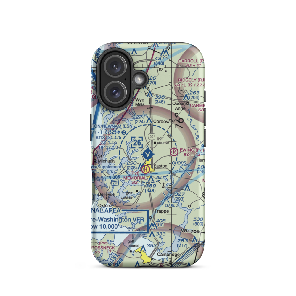 Easton Newnam Field (ESN) VFR Sectional  Tough iPhone Case iPhone 16 model shown