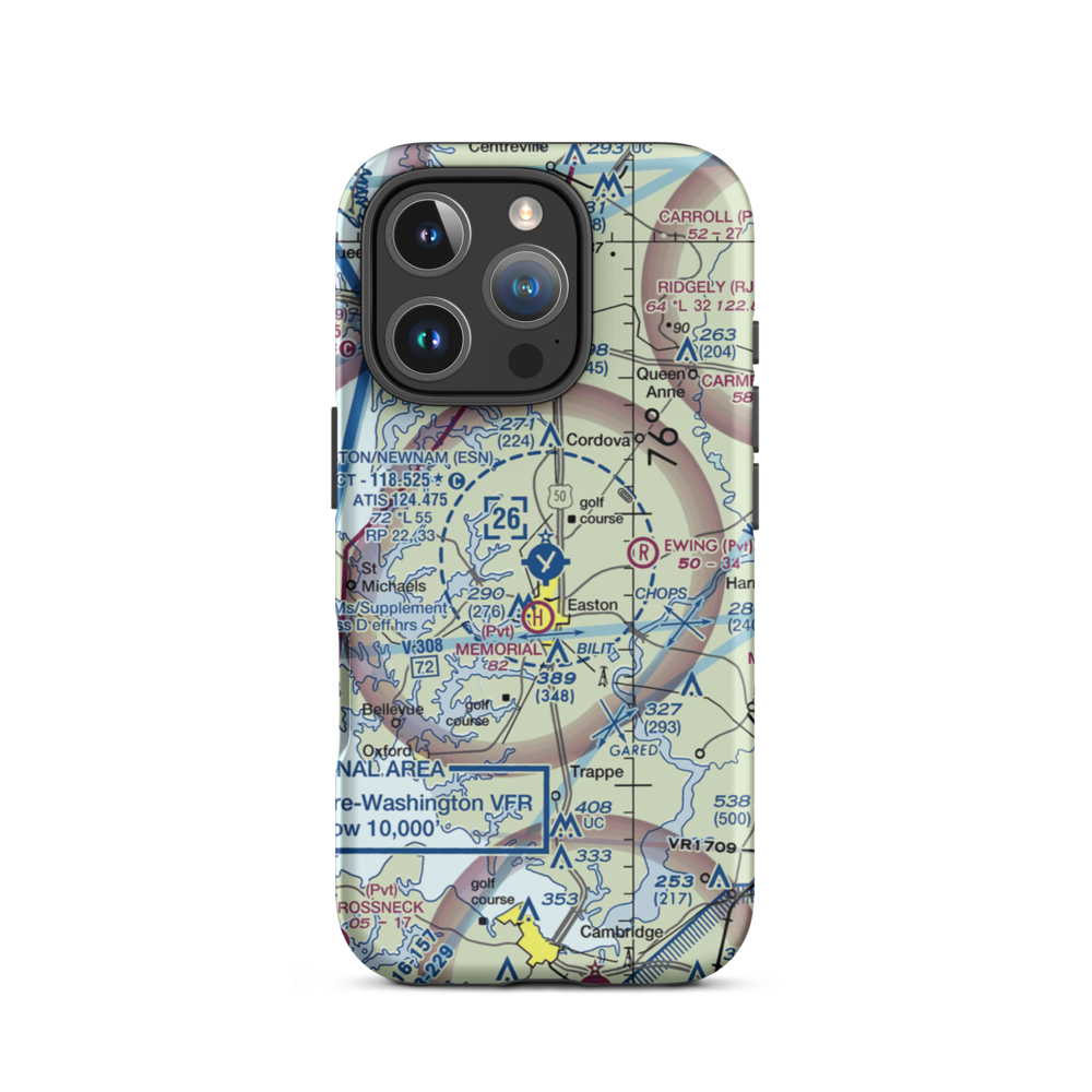 Easton Newnam Field (ESN) VFR Sectional  Tough iPhone Case iPhone 16 Pro model shown