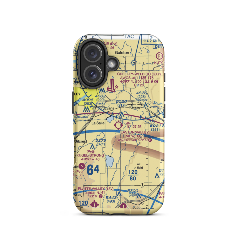 Easton/Valley View Airport (11V) VFR Sectional  Tough iPhone Case iPhone 16 model shown