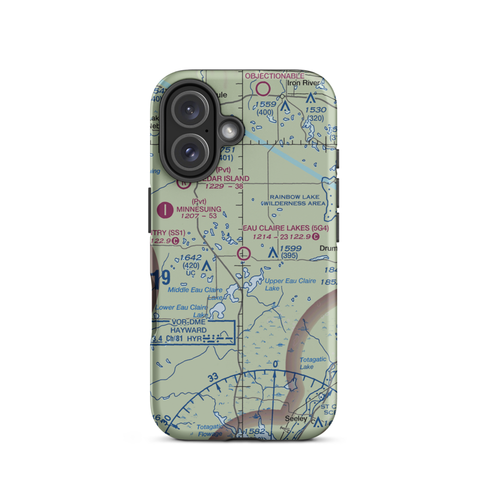 Eau Claire Lakes Airport (5G4) VFR Sectional  Tough iPhone Case iPhone 16 model shown