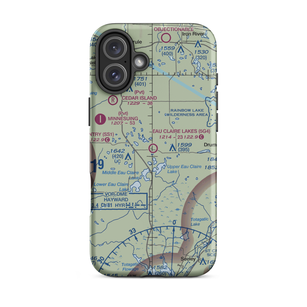 Eau Claire Lakes Airport (5G4) VFR Sectional  Tough iPhone Case iPhone 16 Plus model shown