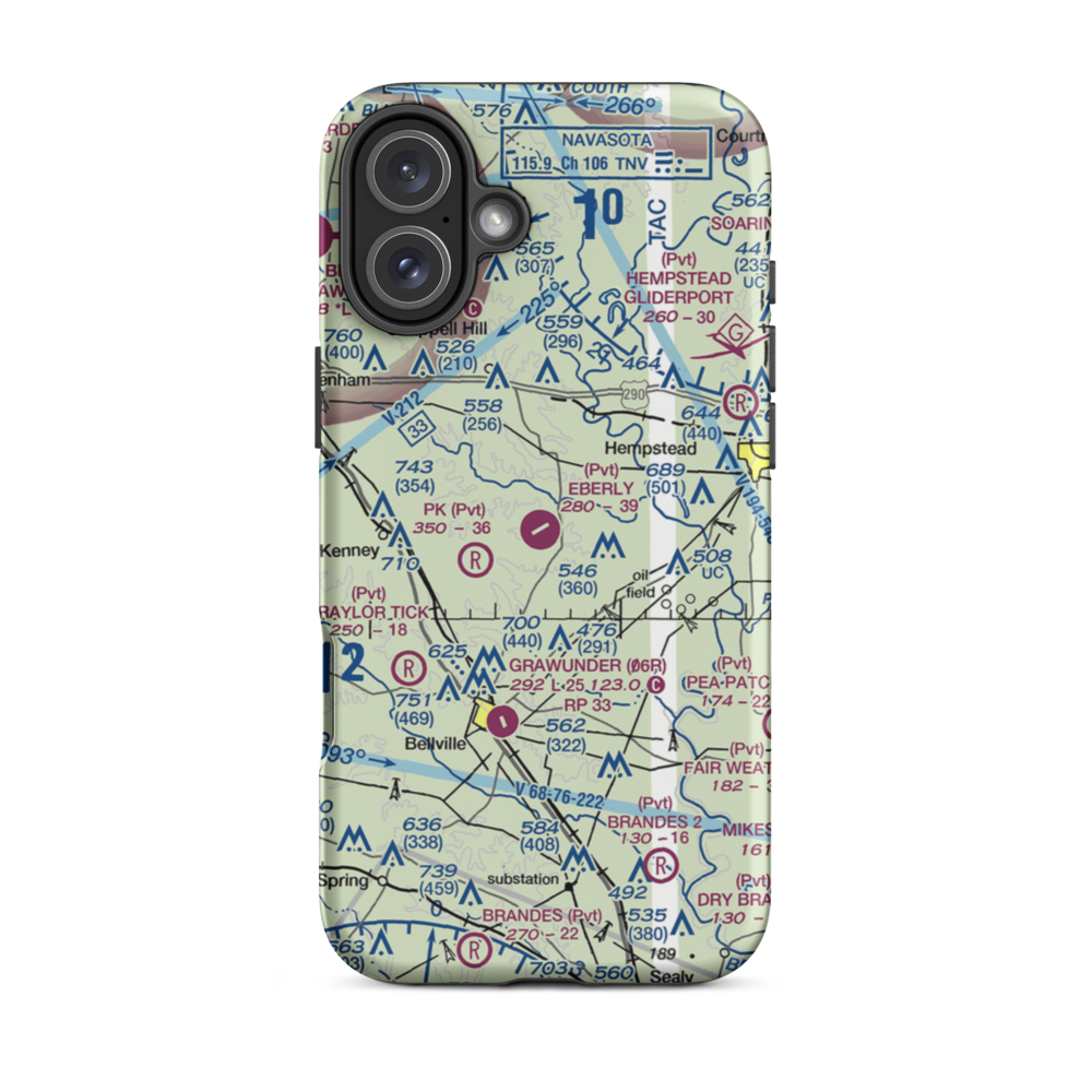 Eberly Ranch Airport (TX70) VFR Sectional  Tough iPhone Case iPhone 16 Plus model shown