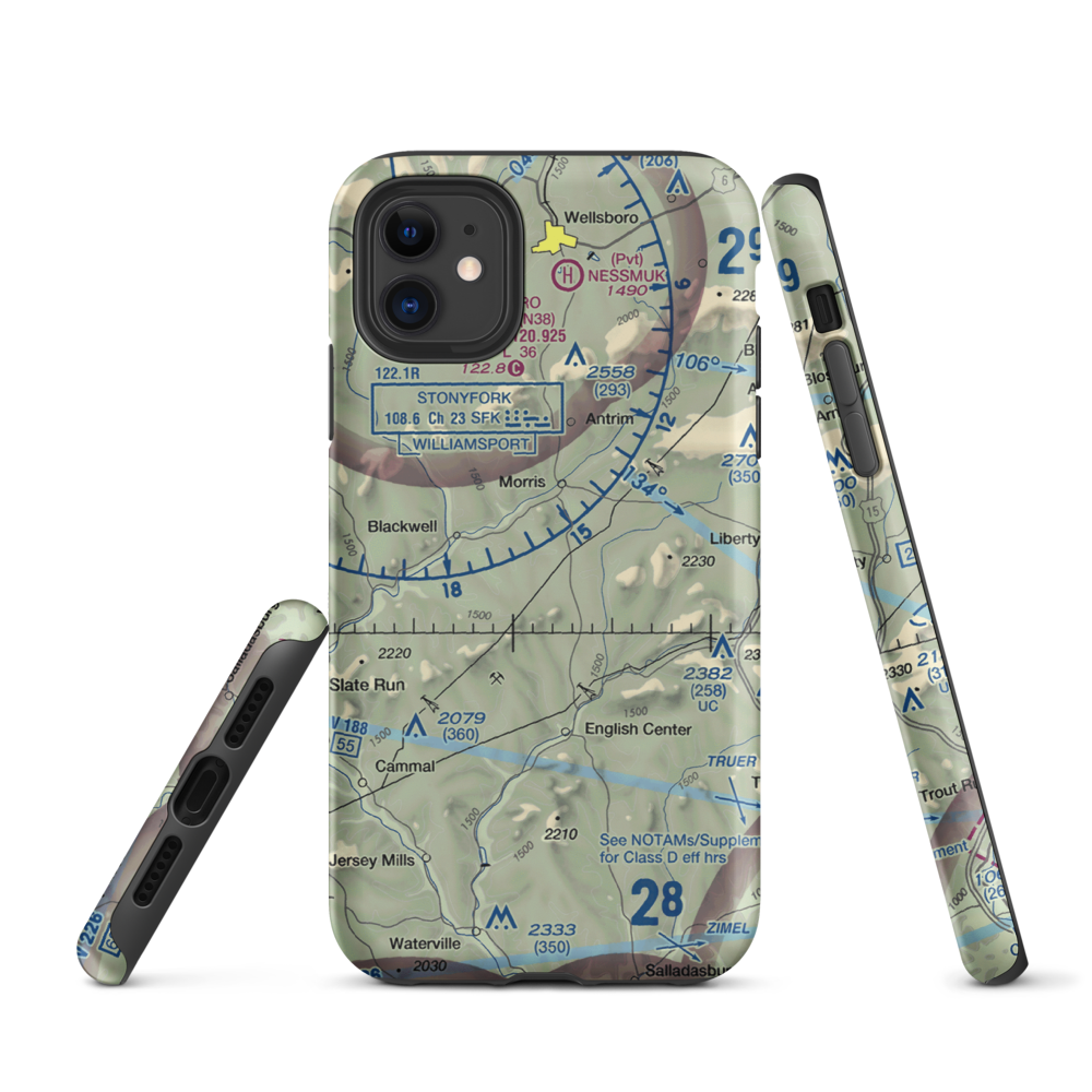 Echo Airport (PN0) VFR Sectional  Tough iPhone Case iPhone 11 model shown