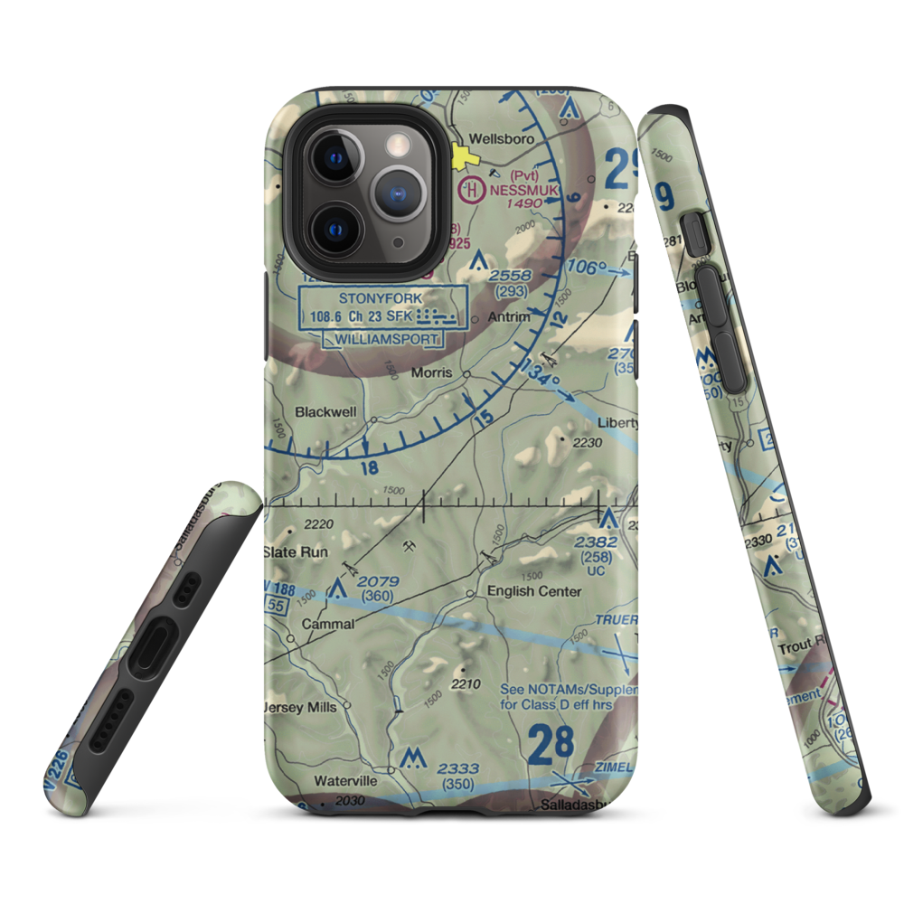 Echo Airport (PN0) VFR Sectional  Tough iPhone Case iPhone 11 Pro model shown