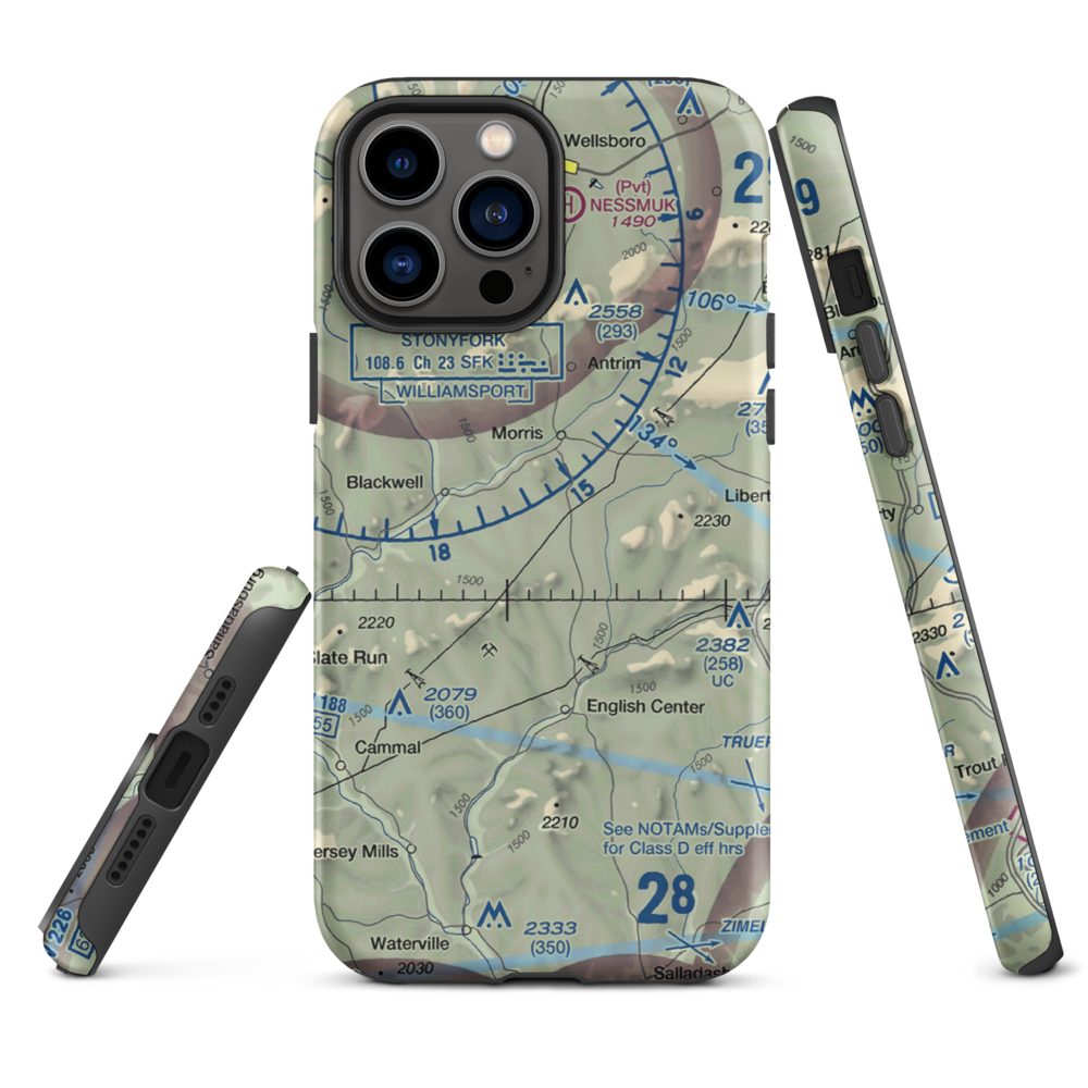 Echo Airport (PN0) VFR Sectional  Tough iPhone Case iPhone 13 Pro Max model shown