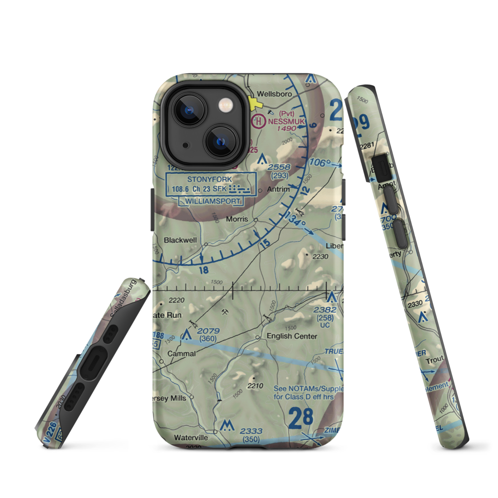 Echo Airport (PN0) VFR Sectional  Tough iPhone Case iPhone 14 model shown