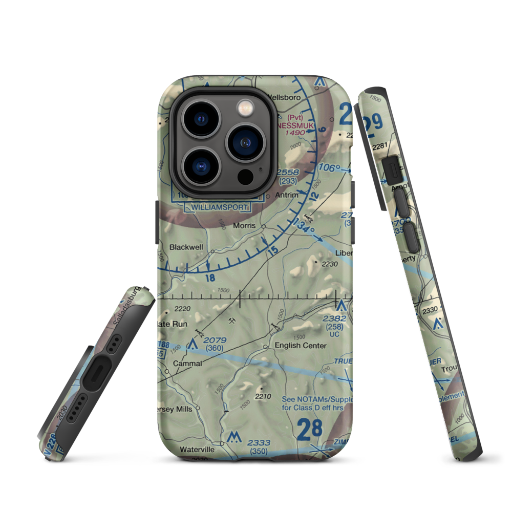 Echo Airport (PN0) VFR Sectional  Tough iPhone Case iPhone 14 Pro model shown