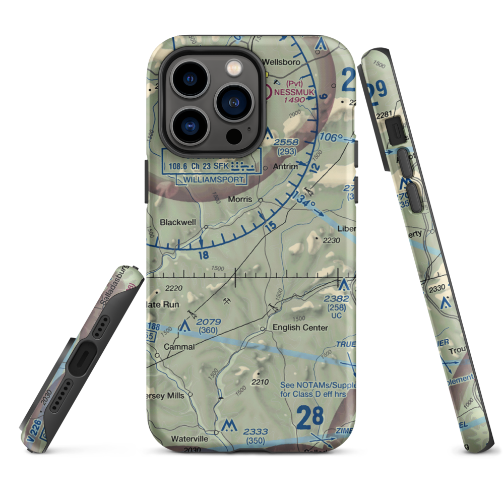 Echo Airport (PN0) VFR Sectional  Tough iPhone Case iPhone 14 Pro Max model shown